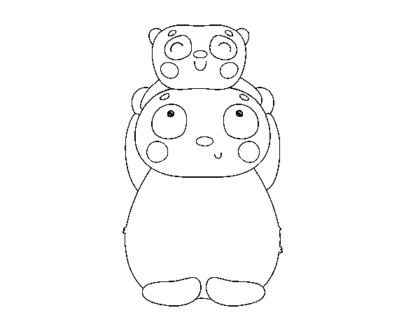 Panda mother and breeding coloring page