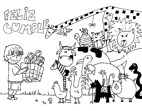 Party animals coloring page