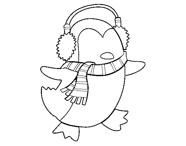 Penguin with scarf coloring page