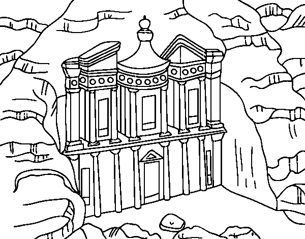Petra's Treasury from Al Khazneh coloring page