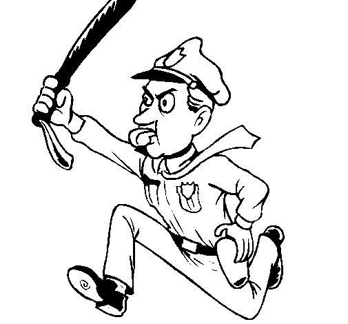 Police officer running coloring page
