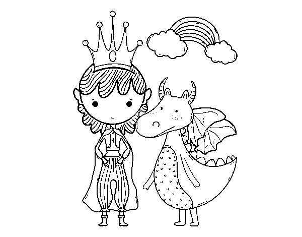 Prince and dragon coloring page - Coloringcrew.com