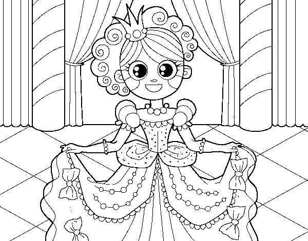 Princess at the dance coloring page