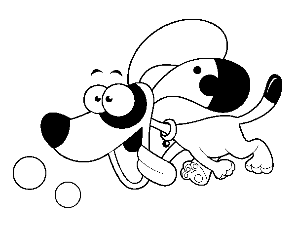 Puppy running coloring page