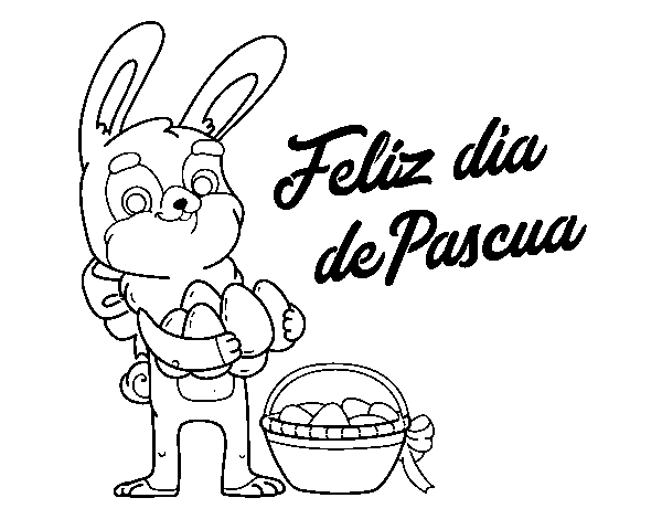 Rabbit with many easter eggs coloring page