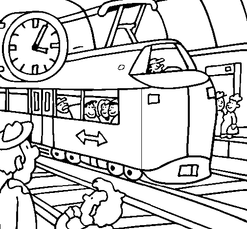 Railway station coloring page