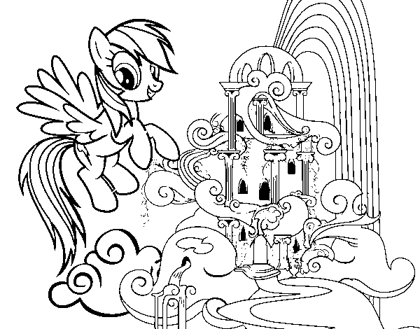 Rainbow Dash palace coloring page
