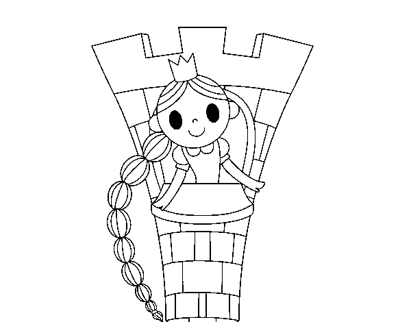 Rapunzel in the tower coloring page