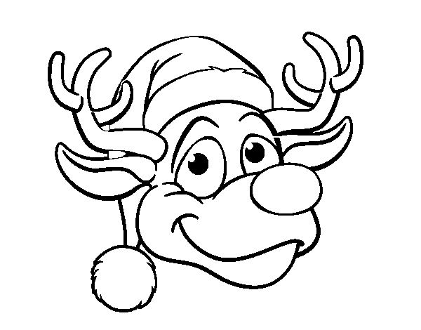 Reindeer face Rudolph coloring page