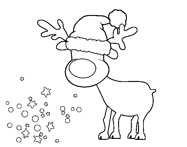 Reindeer with cap coloring page