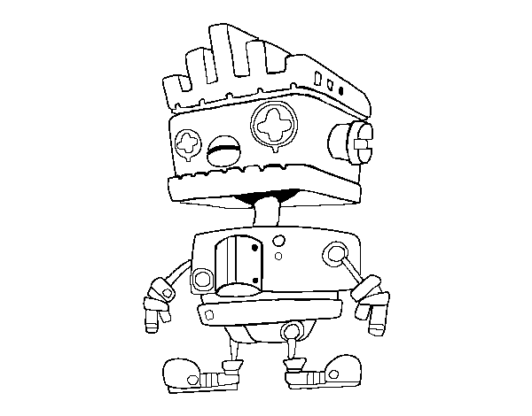 Robot with Mohawk haircut coloring page