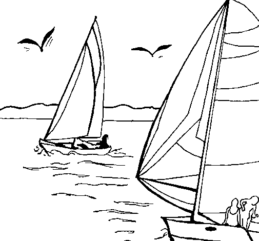 Sails at high sea coloring page