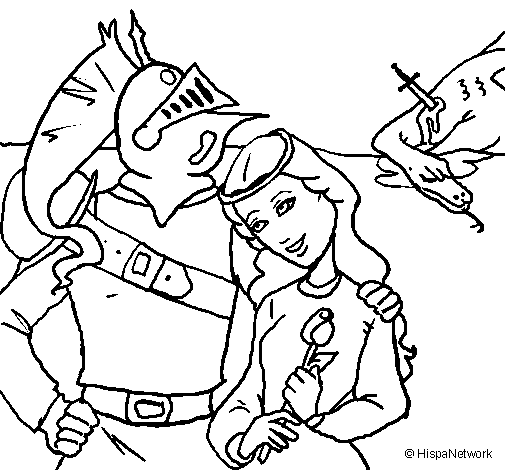 Saint George and Princess coloring page