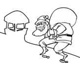 Santa Claus and chimney coloring page
