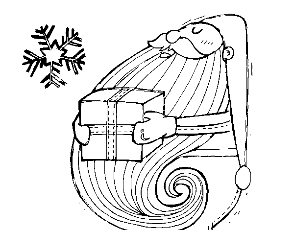Santa with gift coloring page