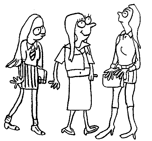 Schoolgirls coloring page