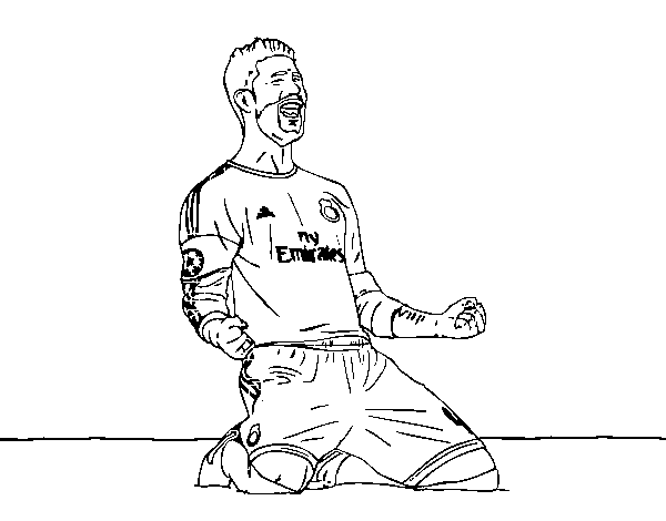 Sergio Ramos celebrating a goal coloring page
