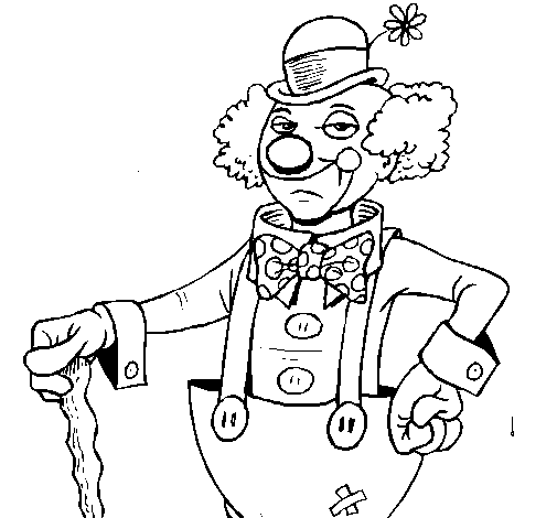 Serious clown coloring page