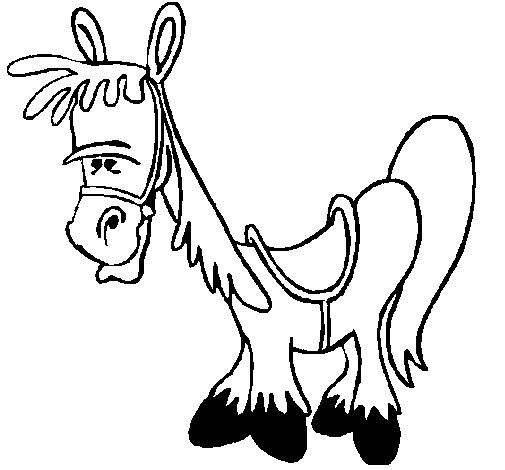 Serious horse coloring page