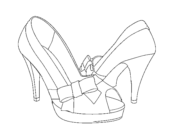 Shoes with bow coloring page