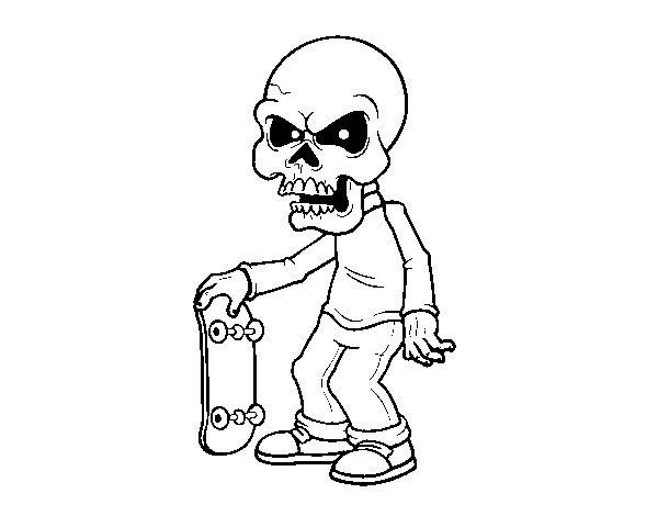 Skull boy coloring page