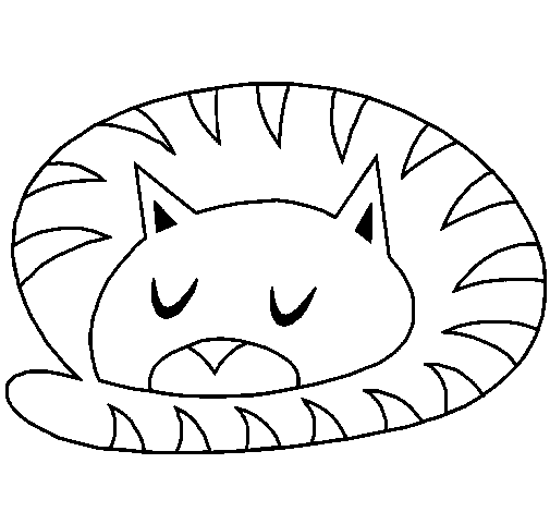 Sleeping cat coloring page