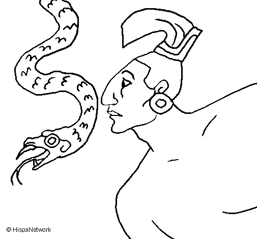Snake and warrior coloring page