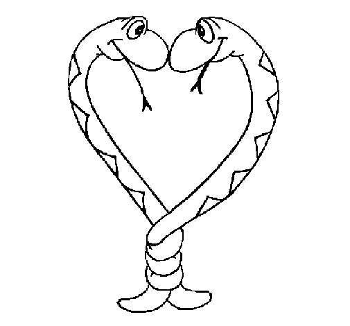 Snakes in love coloring page