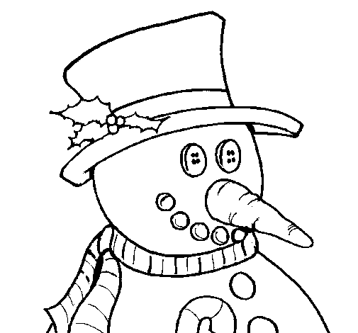 Snowman with carrot nose coloring page