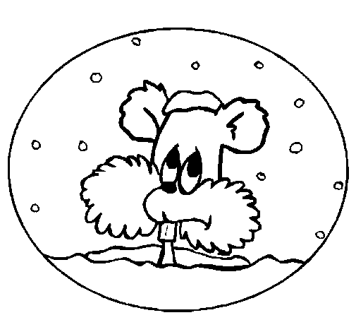 Squirrel in snowball coloring page