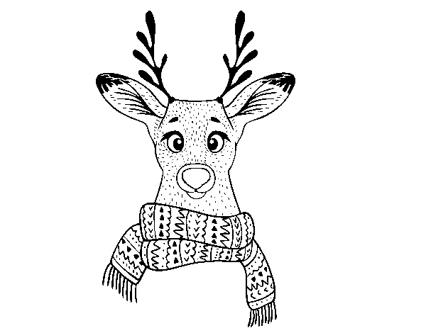 Stag with scarf coloring page