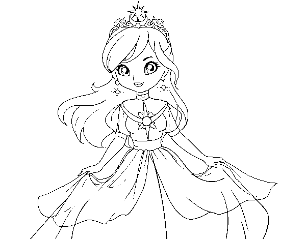 Star princess coloring page
