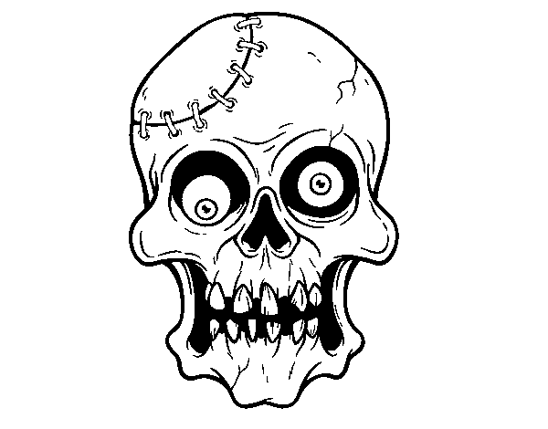 Stitched skull coloring page