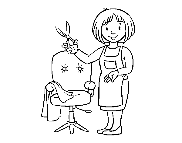 Stylist hairdresser coloring page