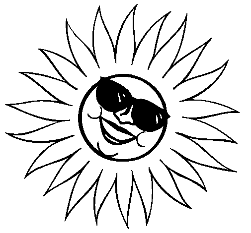 Sun with sunglasses coloring page