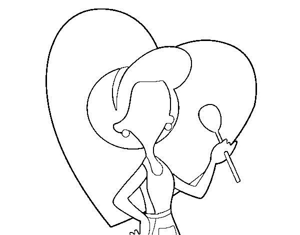 Supermama cook coloring page