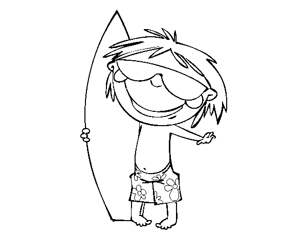 Surfer boy coloring page