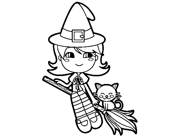 Sympathetic witch coloring page