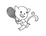 Tenis cat coloring page