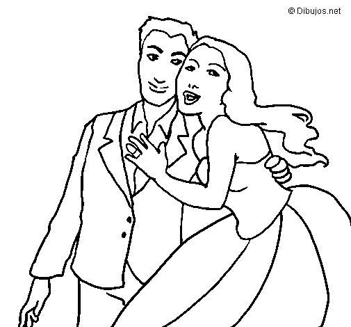 The bride and groom coloring page