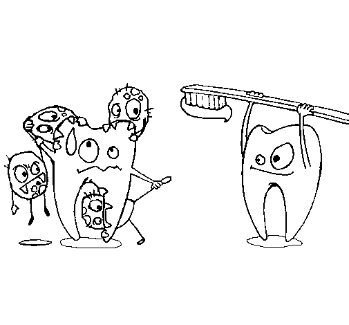 Tooth cleaning itself coloring page