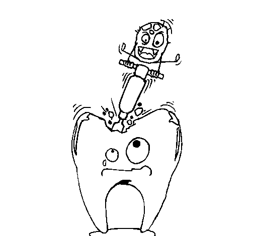 Tooth with tooth decay coloring page