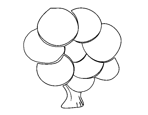 Tree with round leaves coloring page