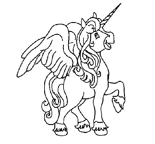 Unicorn with wings coloring page Coloringcrewcom