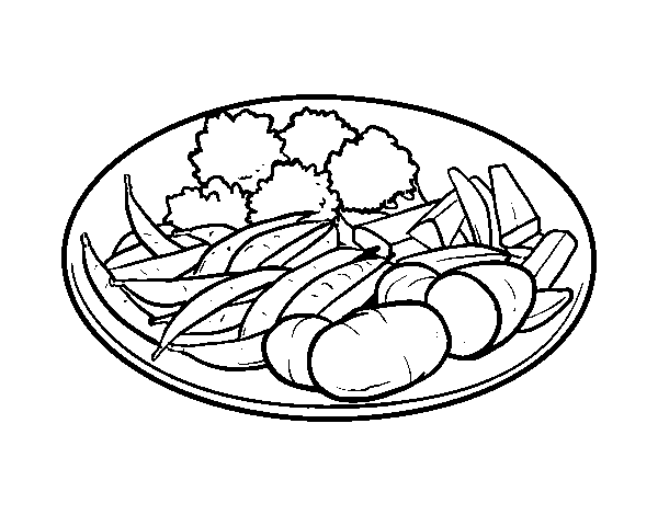 Vegetable dish coloring page