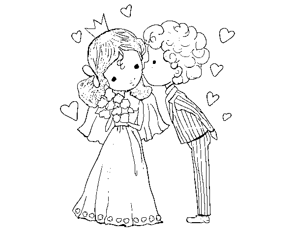 Wedding of Prince and Princess coloring page