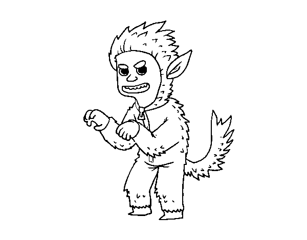 Werewolf costume coloring page