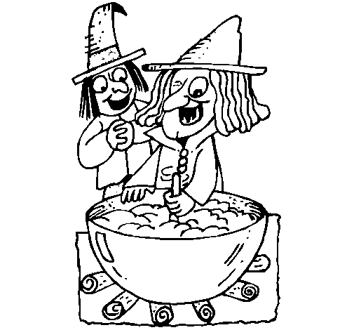Witch and potion coloring page