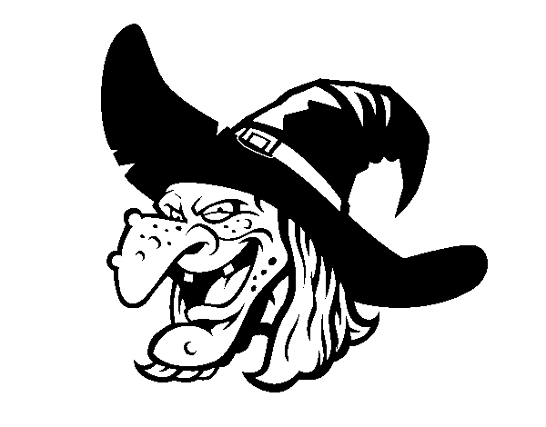 Witch head coloring page