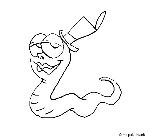 Worm with hat coloring page